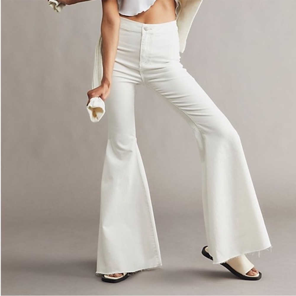 Free People White Flare Jeans